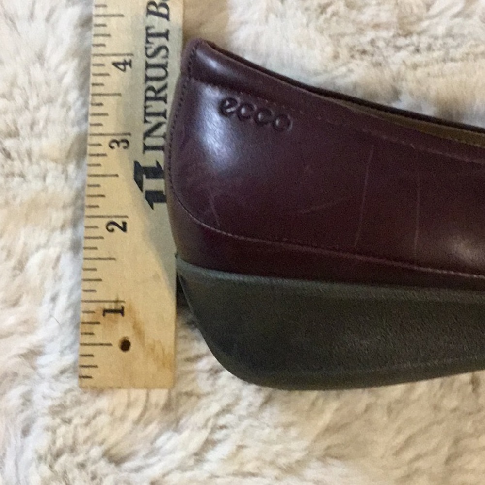 ECCO Burgundy Leather Buckle Flats Comfort Work Shoes 37 - Picture 11 of 16